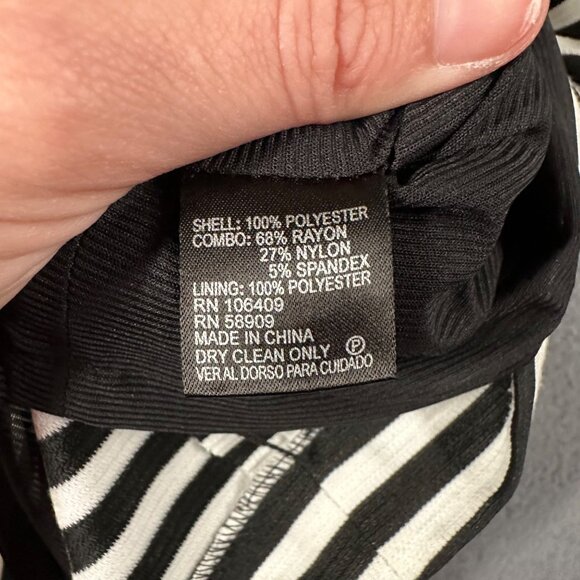 Antonio Melani 12 Black White Striped Round Neck 3/4 Sleeve Back Zip Dress - Picture 7 of 9